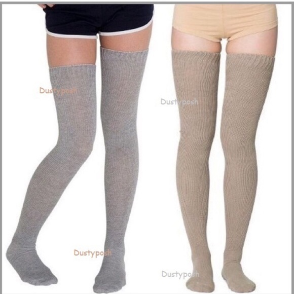 American Apparel Pomegranate Red Taupe Navy Discontinued Thigh High Socks Bundle - Picture 2 of 7